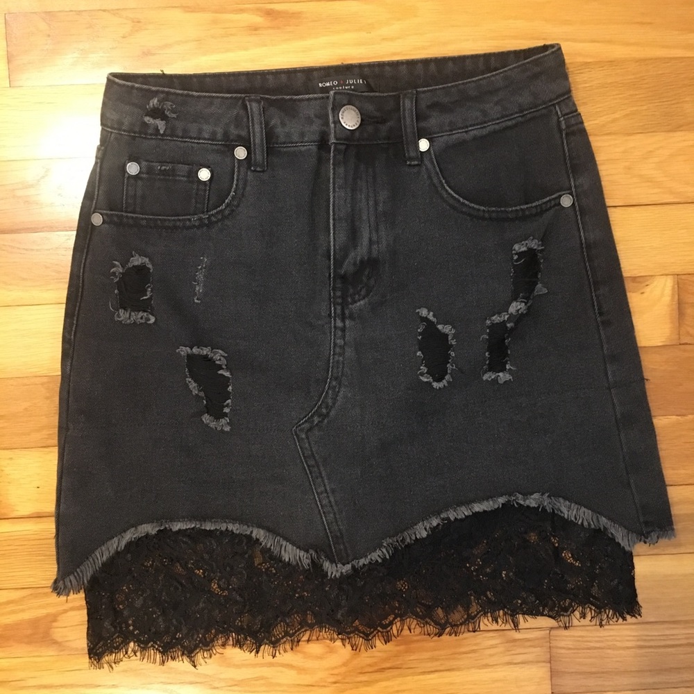 Denim lace skirt